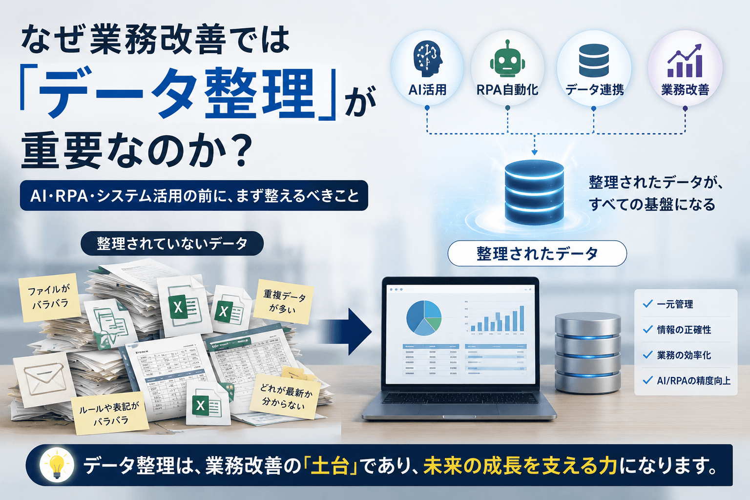 なぜ業務改善では「データ整理」が重要なのか?
